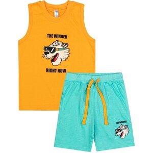 Комплект одежды Велли для мальчиков, майка и шорты, повседневный стиль, размер 92-98, желтый