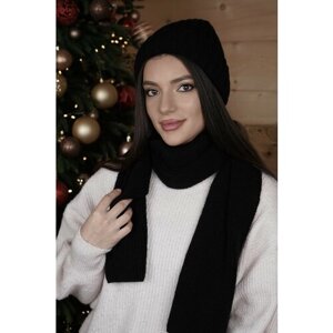 Комплект Шапка и шарф зимняя Teplota Brand, 2 предмета, размер One Size, черный