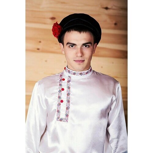 Косоворотка Дмитрий, русская народная рубаха, белая 40-42