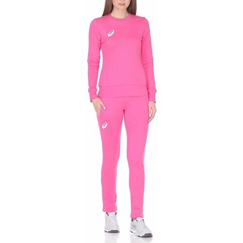 Костюм ASICS, свитшот и брюки, силуэт прямой, воздухопроницаемый, карманы, размер XL, розовый