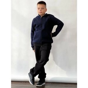 Костюм Бушон для мальчиков, олимпийка и брюки, размер 146-152, черный, синий