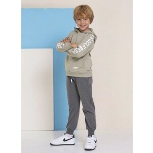 Костюм для мальчика спортивный: толстовка и брюки, оливковый+серый 110