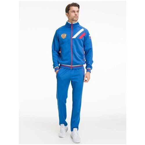 Костюм Фокс Спорт, олимпийка и брюки, силуэт прямой, карманы, размер 2XL, синий