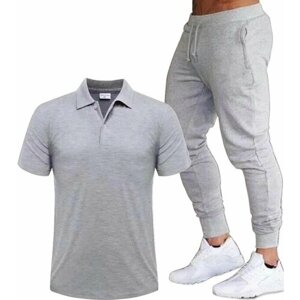 Костюм , футболка и брюки, повседневный стиль, размер 56, серый