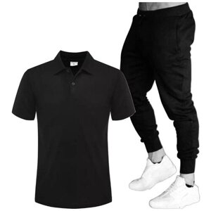 Костюм , футболка и брюки, размер 54, черный