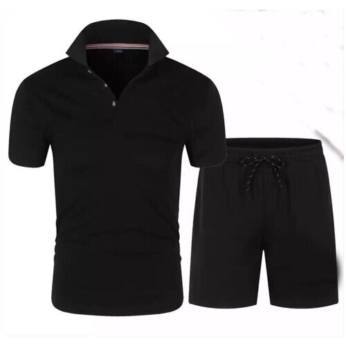 Костюм , футболка и шорты, размер 56, черный