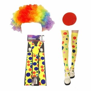 Костюм "Клоун", набор из 4 аксессуаров для вечеринки, праздника, карнавала