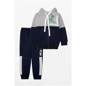 Костюм Lokki для мальчиков, олимпийка и брюки, размер 110-116, серый, синий