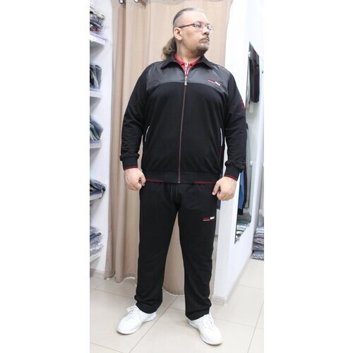 Костюм Ramon Miele, олимпийка и брюки, свободный силуэт, карманы, размер 6XL (68-70), черный