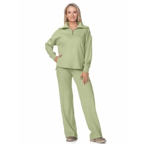 Костюм RUGGI, свитер и брюки, повседневный стиль, свободный силуэт, трикотажный, вязаная, карманы, размер 42-158-164, зеленый