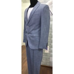Костюм Truvor, пиджак и брюки, повседневный стиль, прилегающий силуэт, однобортная, размер 188-100, серый, голубой
