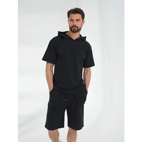 Костюм VITACCI, футболка и шорты, свободный силуэт, размер 50/52, черный