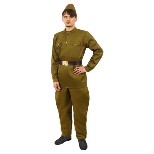 Костюм военного: гимнастёрка, брюки-галифе, ремень, пилотка, р. 54, рост 182 см