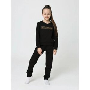 Костюм WILDWINS для девочек, свитшот и брюки, размер 110, черный