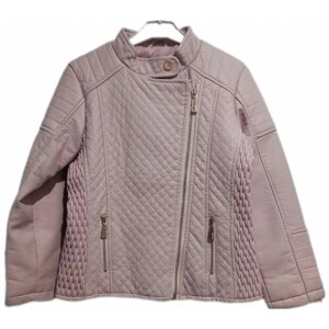 Кожаная куртка , демисезон/лето укороченная, размер 140, розовый