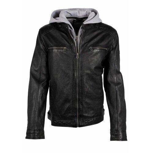 Кожаная куртка gipsy, размер 58, черный