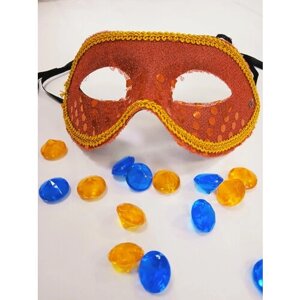 Красная венецианская маска Коломбина с пайетками , Аксессуар для костюмированной вечеринки