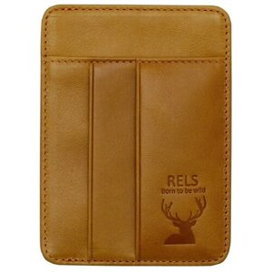 Кредитница RELS, натуральная кожа, 7 карманов для карт, желтый