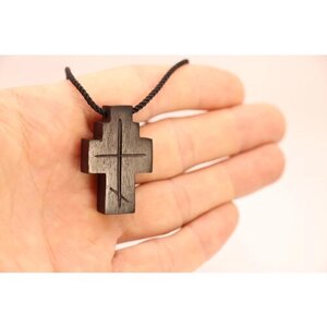Крест нательный из дерева ручной работы, крестик из ценной древесины - черный граб
