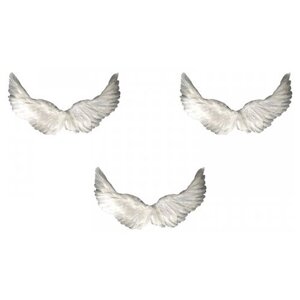 Крылья ангела белые перьевые карнавальные большие 60х35см, на Хэллоуин и Новый год (3 пары в наборе)