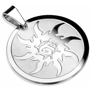 Кулон подвеска на шею мужская, женская, медальон с солнцем, бижутерия под серебро