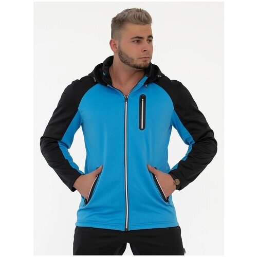 Куртка CroSSSport, средней длины, силуэт свободный, ветрозащитная, ультралегкая, мембранная, карманы, съемный капюшон, светоотражающие элементы, водонепроницаемая, влагоотводящая, размер 54, бирюзовый