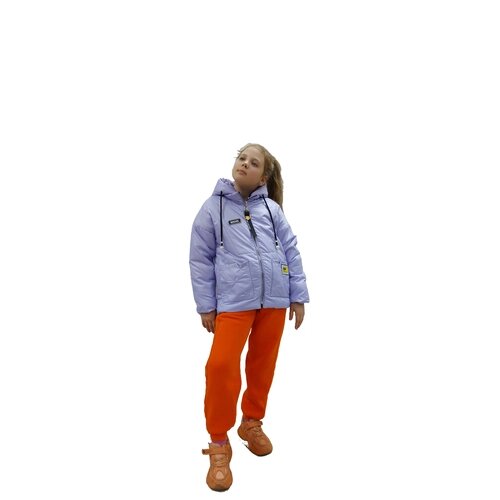 Куртка демисезонная, средней длины, размер 146, фиолетовый