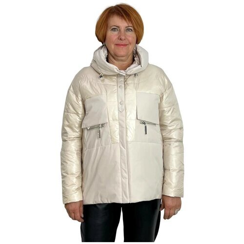 Куртка демисезонная, средней длины, силуэт прямой, ветрозащитная, утепленная, размер 42, белый