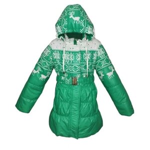Куртка демисезонная, удлиненная, размер 116, зеленый