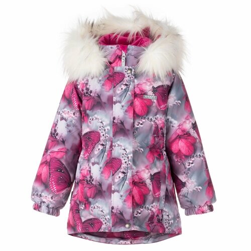 Куртка KERRY зимняя, размер 128, серый, розовый