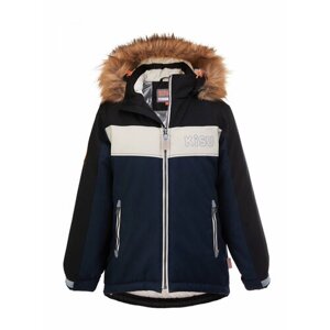 Куртка KISU зимняя, водонепроницаемость, съемный капюшон, подкладка, регулируемые манжеты, мембранная, светоотражающие элементы, размер 128, синий