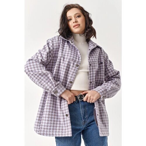 Куртка-рубашка FLY демисезонная, средней длины, силуэт свободный, размер 44, фиолетовый