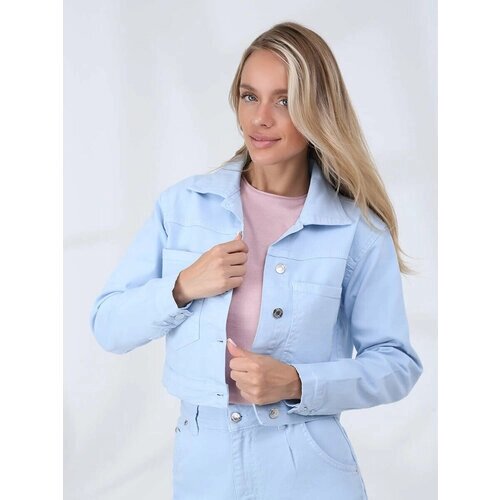 Куртка VITACCI демисезонная, силуэт прилегающий, размер 48, голубой