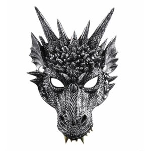 Маска "Серебряный дракон" на Хэллоуин, маскарад, праздник, вечеринку, косплей