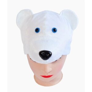 Маска - шапка Медведь белый, плюш, для мальчиков и девочек, размер 56 см, Батик