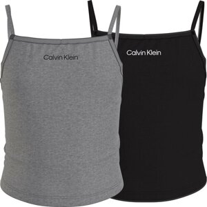 Майка CALVIN KLEIN, 2 шт., размер 14-16 лет, серебряный, черный