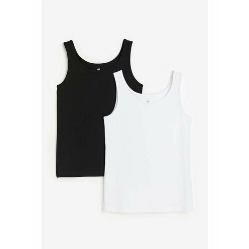 Майка H&M, 2 шт., размер 134/140, черный, белый