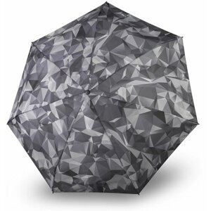 Мини-зонт Knirps, механика, 5 сложений, купол 90 см., 7 спиц, система «антиветер», чехол в комплекте, серый, черный