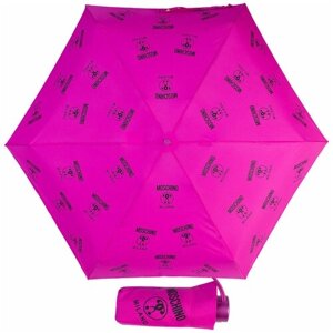 Мини-зонт MOSCHINO, механика, 4 сложения, купол 92 см., 6 спиц, чехол в комплекте, для женщин, розовый