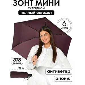 Мини-зонт Popular, автомат, 5 сложений, купол 93 см., 6 спиц, система «антиветер», чехол в комплекте, для женщин, коричневый
