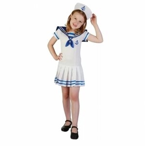 "Морячка"карнавальный костюм для девочек ростом 110 - 120 сантиметров, 2 предмета: платье, шляпа