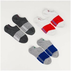 Мужские носки Minaku, 3 пары, укороченные, фантазийные, размер 25-28 см (39-42), серый, белый