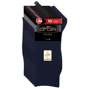 Мужские носки Omsa, 10 пар, 10 уп., классические, размер 45-47, синий
