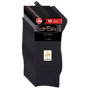 Мужские носки Omsa, 10 пар, классические, размер 45-47, черный