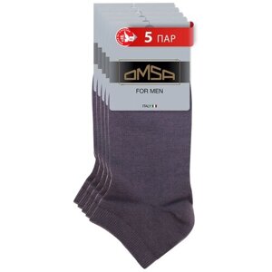 Мужские носки Omsa, 5 пар, укороченные, размер 42-47, черный, серый