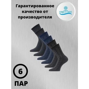 Мужские носки САРТЭКС, 6 пар, классические, воздухопроницаемые, размер 29, серый, синий