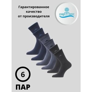 Мужские носки САРТЭКС, 6 пар, классические, воздухопроницаемые, размер 29, синий, серый