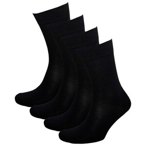 Мужские носки STATUS, 4 пары, классические, антибактериальные свойства, быстросохнущие, вязаные, износостойкие, усиленная пятка, размер 25, черный