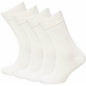 Мужские носки STATUS, 4 пары, классические, антибактериальные свойства, быстросохнущие, вязаные, износостойкие, усиленная пятка, размер 31, белый