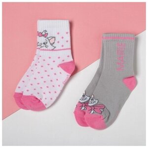 Набор носков "Marie", Коты аристократы 2 пары, белый/серый, 16-18 см. В упаковке шт: 1